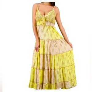 Advance Apparels Yellow and Cream Maxi Dress
